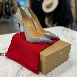 NEW Authentic Christian Louboutin Pigalle Pumps Glitter 100 Size 38.5
